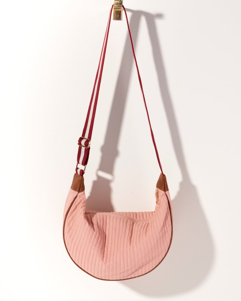 Front of a size One Size Ezra Quilted Nylon Large Cross-Body in Blush by Shiraleah. | dia_product_style_image_id:306812